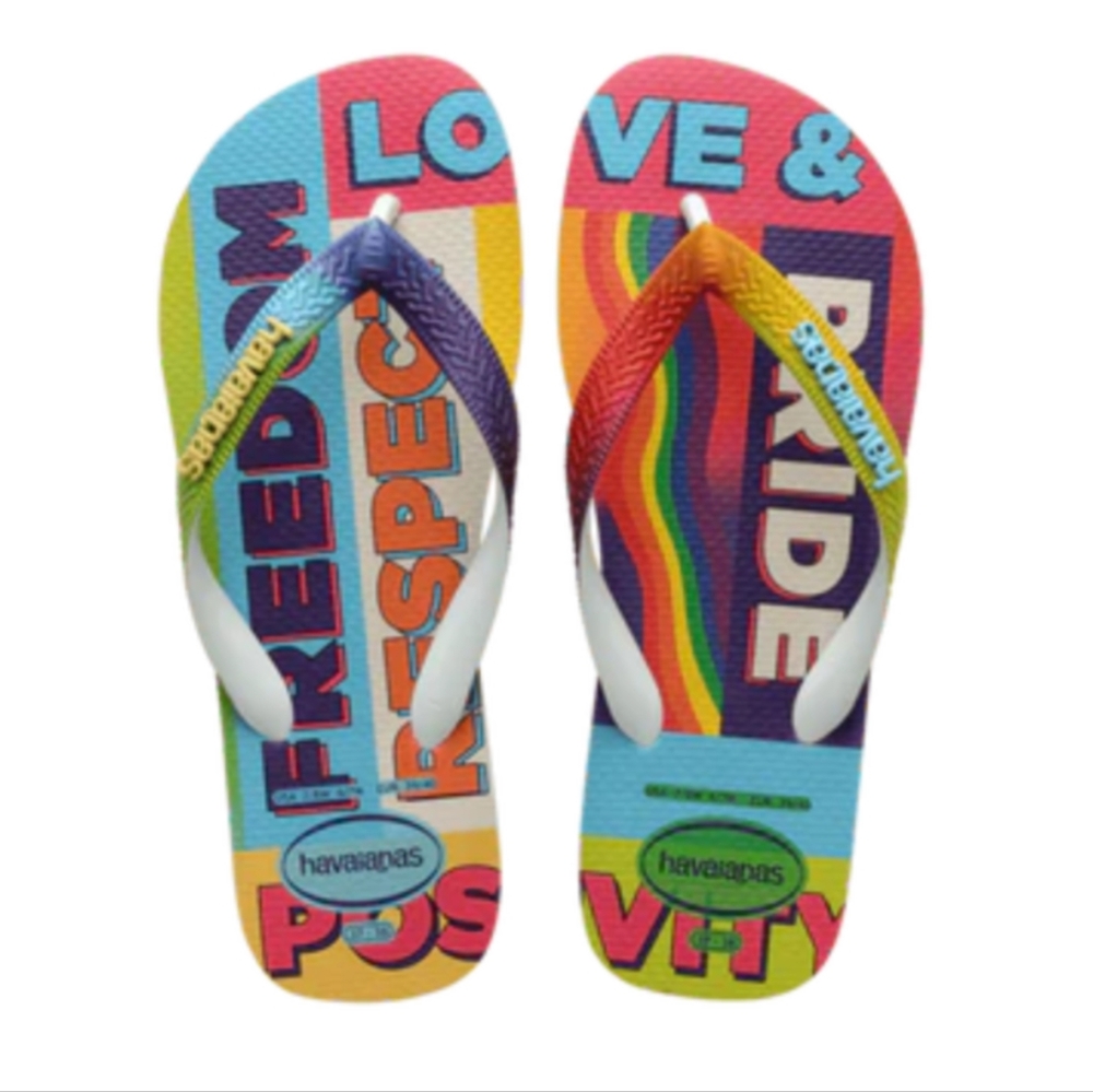 NWT Havaianas Unisex Rainbow Flip Flops
